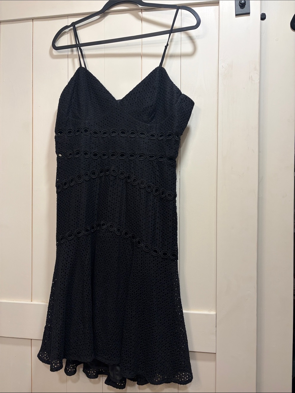 Bardot Black Eyelet Spaghetti Strap Mini Dress